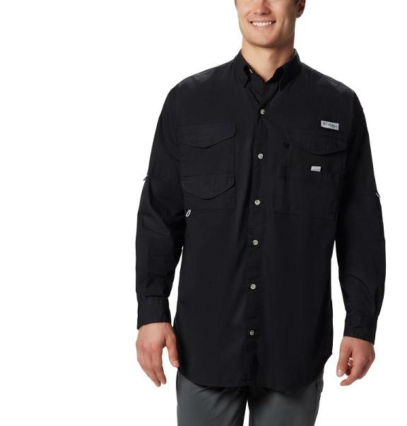 Columbia PFG Bonehead Shirts Black For Men's NZ42597 New Zealand